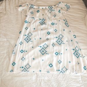 White off the should mini dress.